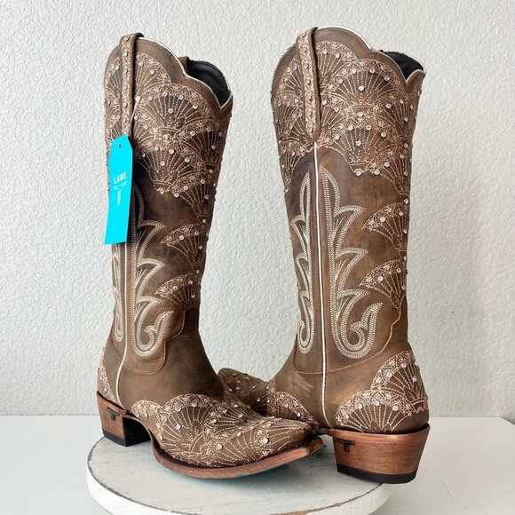Lane Boots Shoes - Lane CALYPSO Womens Cowboy Boots 9 Brown Leather Western Cowgirl Mid Calf Tall